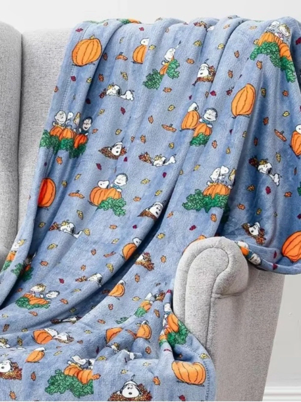 NWT-BERKSHIRE- Peanuts- Snoopy & Friends- Blue Fall VelvetSoft Blanket 55x70